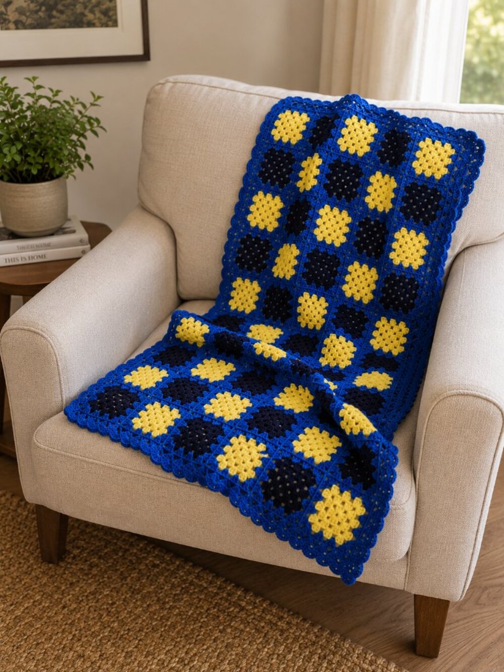Handmade Granny Square Crocheted Baby Blanket